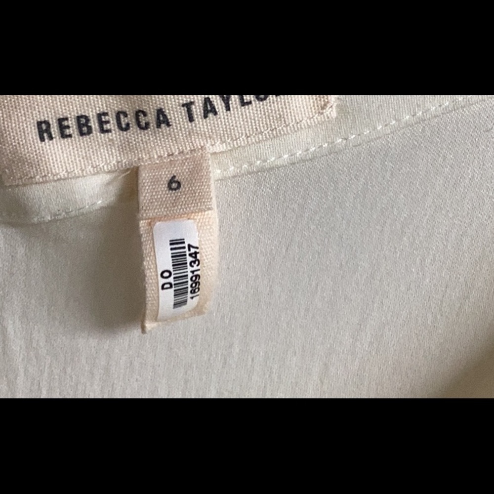 REBECCA TAYLOR Pleat Hem 100% Silk Tank White Size 6 - Picture 7 of 8